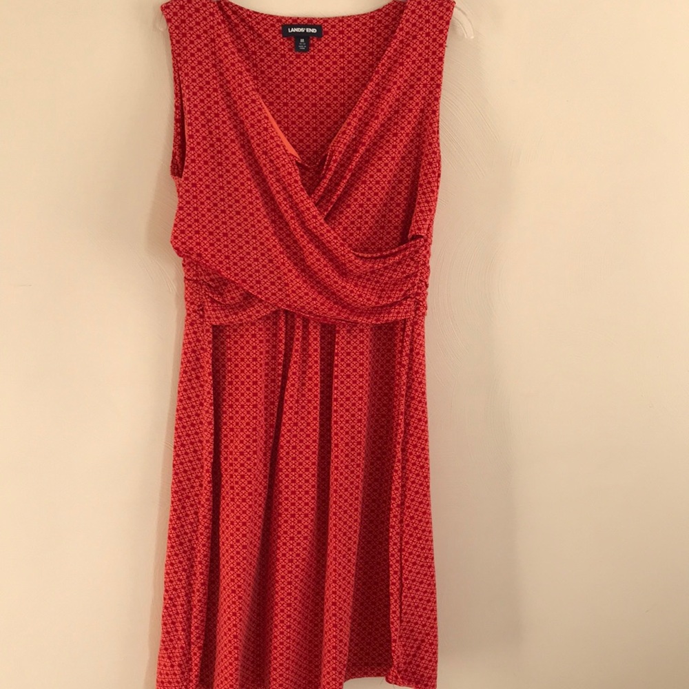 LANDS’ END faux wrap sleeveless dress.size 10/12